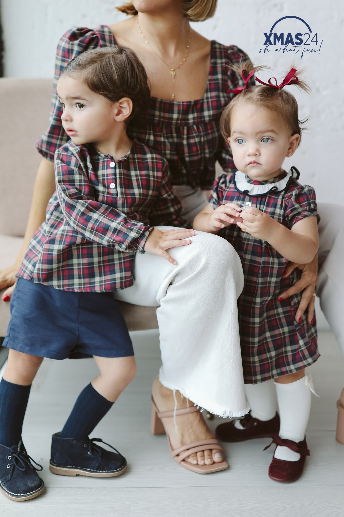 Camisa de mamá cuadros magenta y marino