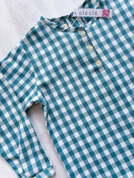 Camisa estampada varón cuadros verde azulado