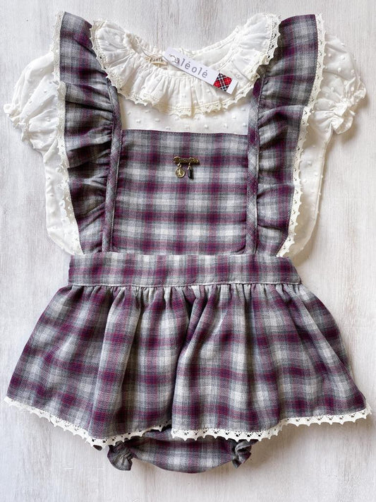 Jumper tartan gris y burdeos