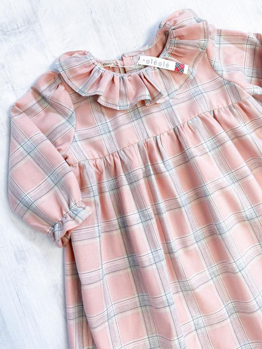 Pijama tartán rosado y gris claro